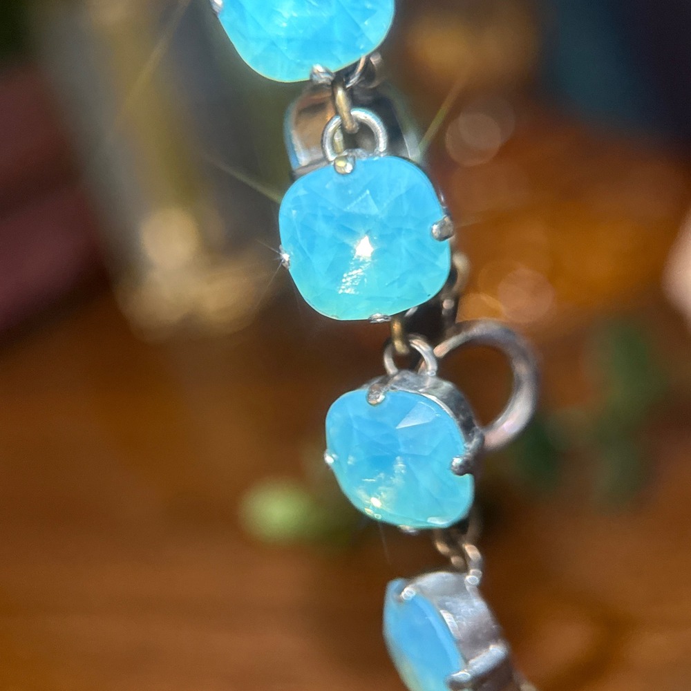 Victoria Lynn Pacific Opal Swarovski Crystal Bracelet Silver Tone 7 Inch